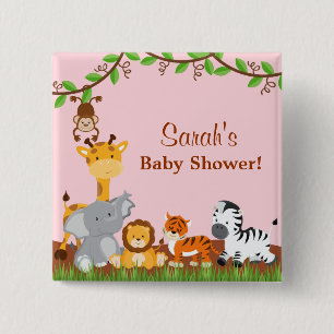 Niedliche Safari Jungle Animal Girl Babydusche Button