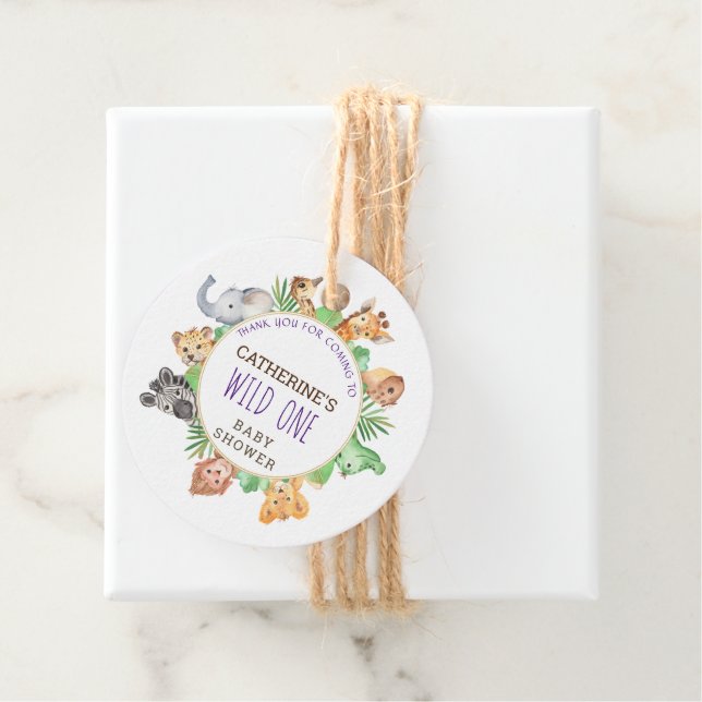 Niedliche Safari Jungle Boys Babydusche Geschenkanhänger (Beispiel)