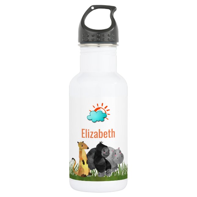 Niedliche Safari Jungle Tiere Trinkflasche (Vorderseite)