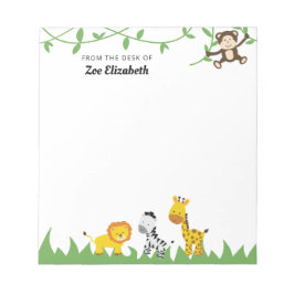 Niedliche Safari-Jungle-Tiere vom Schreibtisch aus Notizblock