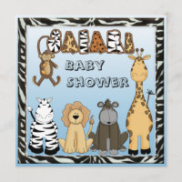 Niedliche Safari-Tier-blaues Baby-Jungen-Dusche