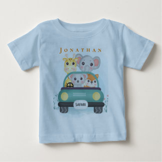 Niedliche Safari-Tiere auf einen Spaziergang mache Baby T-shirt