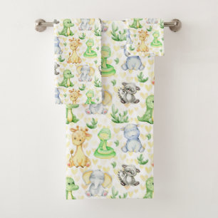 Niedliche Safari Tiere Badetuch Set