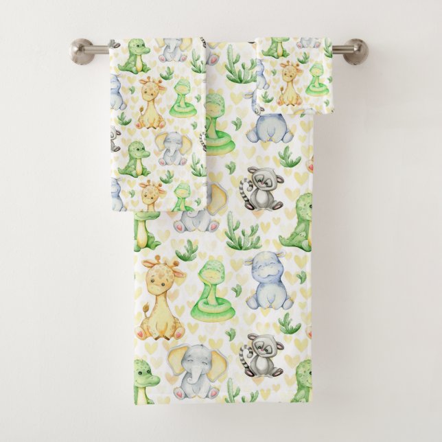 Niedliche Safari Tiere Badetuch Set (Insitu)