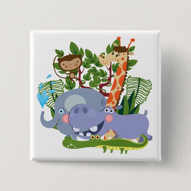 Niedliche Safari-Tiere Button (Vorderseite)