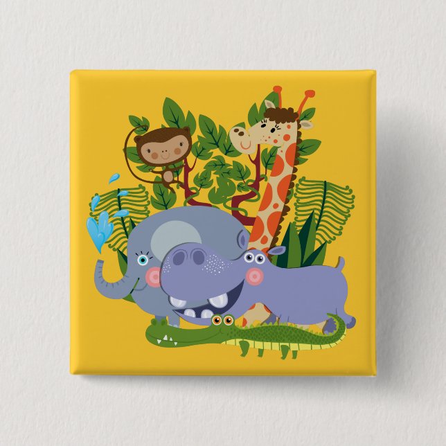 Niedliche Safari-Tiere Button (Vorderseite)