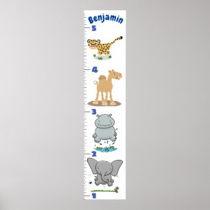 Niedliche Safari-Tiere Cartoon-Wachstumstabelle Poster