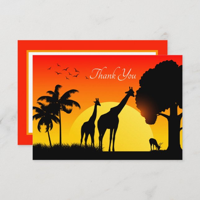 niedliche Safari-Tiere fügen Text hinzu  Dankeskarte (Vorne/Hinten)