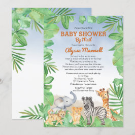 Niedliche Safari-Tiere | Greenery Baby Shower by M Einladung