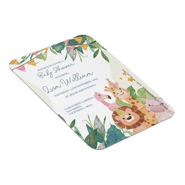 Niedliche Safari Tiere Grünes Thema Kinderdusche Magnet (Rechte Seite)