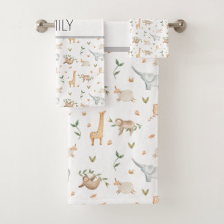 Niedliche Safari-Tiere Kinder Badetuch Set