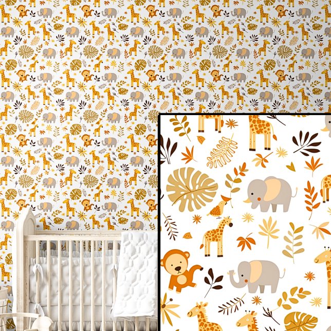 Niedliche Safari Tiere Orange Brown Elephant Giraf Tapete (Von Creator hochgeladen)