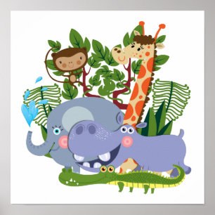 Niedliche Safari-Tiere Poster