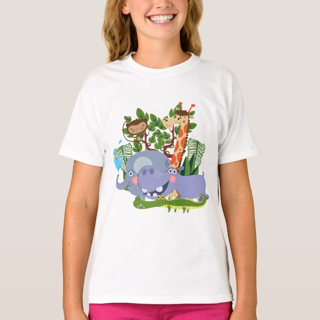 Niedliche Safari-Tiere T-Shirt (Vorderseite)