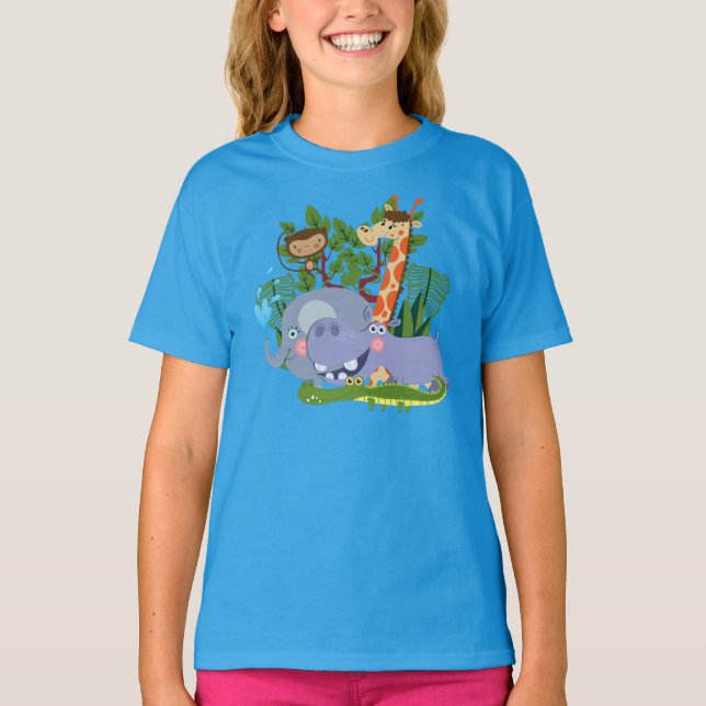 Niedliche Safari-Tiere T-Shirt (Vorderseite)