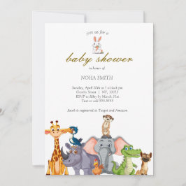 Niedliche Safari tierische Babydusche Einladung