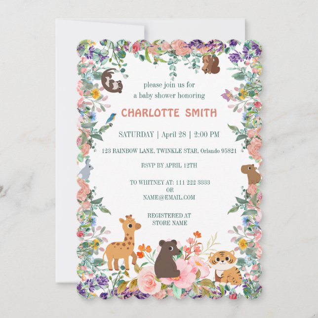 niedliche Safari-Zoos Einladung (Vorderseite)