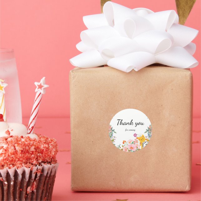 Niedliche Safari Zootiere Dschungel Blütendusche Runder Aufkleber (Party)