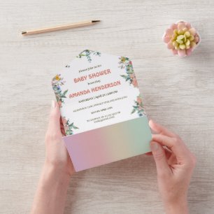 niedliche Safari Zotier Dschungelflora Babydusche All In One Einladung