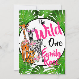 Niedliche Safaritiere 1. Geburtstag | Dschungeltie Einladung