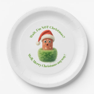 Niedliche Salami überrascht Weihnachten in flausch Pappteller