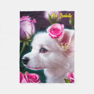 Niedliche Sammlung von Hunden und Rose Fleecedecke