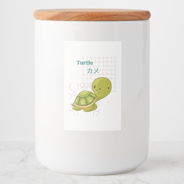 Niedliche Sammlung von Schildkröten-Kawaii Lebensmitteletikett (Vorderseite)