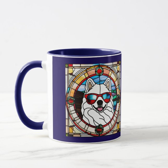Niedliche Samojeden-Buntglas-Kaffeetasse Tasse (Links)