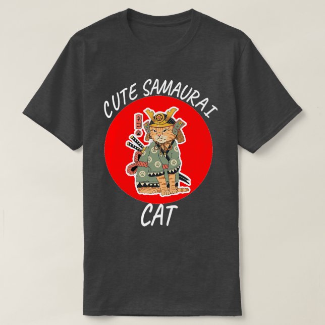 Niedliche Samurai Katzengeschenke Liebende Katze 1 T-Shirt (Design vorne)