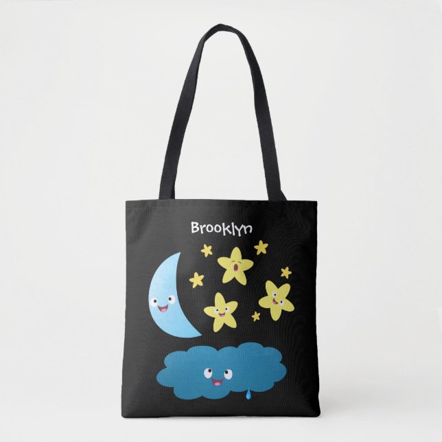 Niedliche Sänger, Mond und Cloud-Cartoon (Vorderseite)