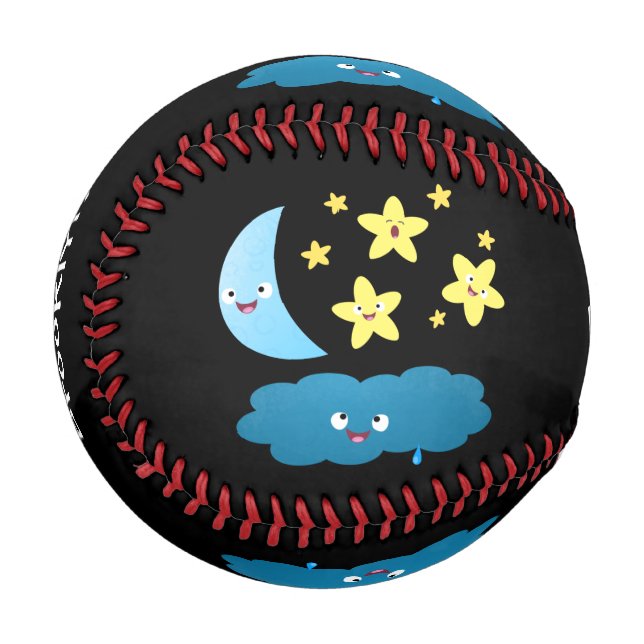 Niedliche Sänger, Mond und Cloud-Cartoon Baseball (Vorderseite Links)