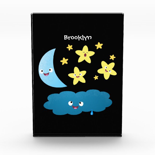 Niedliche Sänger, Mond und Cloud-Cartoon Fotoblock (Vorderseite)