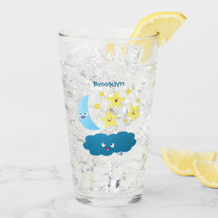 Niedliche Sänger, Mond und Cloud-Cartoon Glas