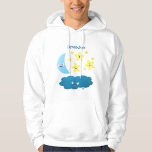 Niedliche Sänger, Mond und Cloud-Cartoon Hoodie