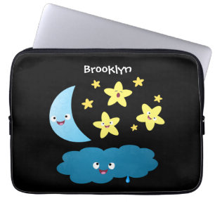 Niedliche Sänger, Mond und Cloud-Cartoon Laptopschutzhülle