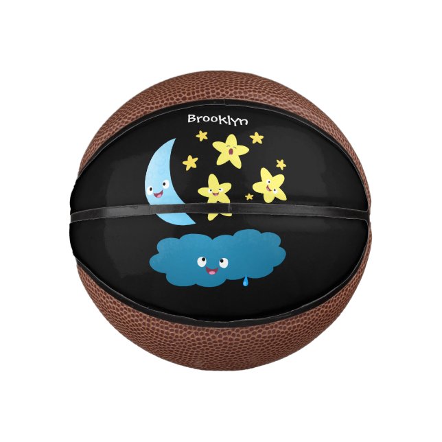 Niedliche Sänger, Mond und Cloud-Cartoon Mini Basketball (Vorderseite)