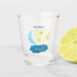 Niedliche Sänger, Mond und Cloud-Cartoon Schnapsglas