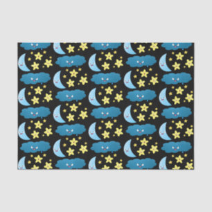 Niedliche Sänger, Mond und Cloud-Cartoon Seidenpapier