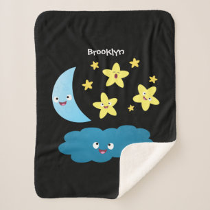 Niedliche Sänger, Mond und Cloud-Cartoon Sherpadecke
