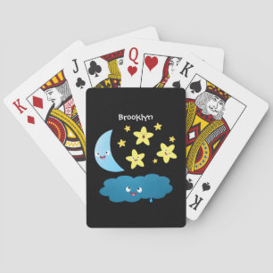 Niedliche Sänger, Mond und Cloud-Cartoon Spielkarten