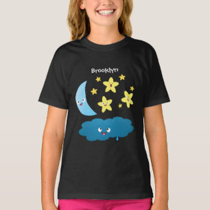 Niedliche Sänger, Mond und Cloud-Cartoon T-Shirt