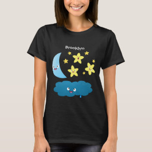 Niedliche Sänger, Mond und Cloud-Cartoon T-Shirt
