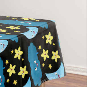 Niedliche Sänger, Mond und Cloud-Cartoon Tischdecke