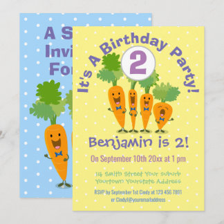 Niedliche Sängerin Carrots Cartoon Illustration Einladung