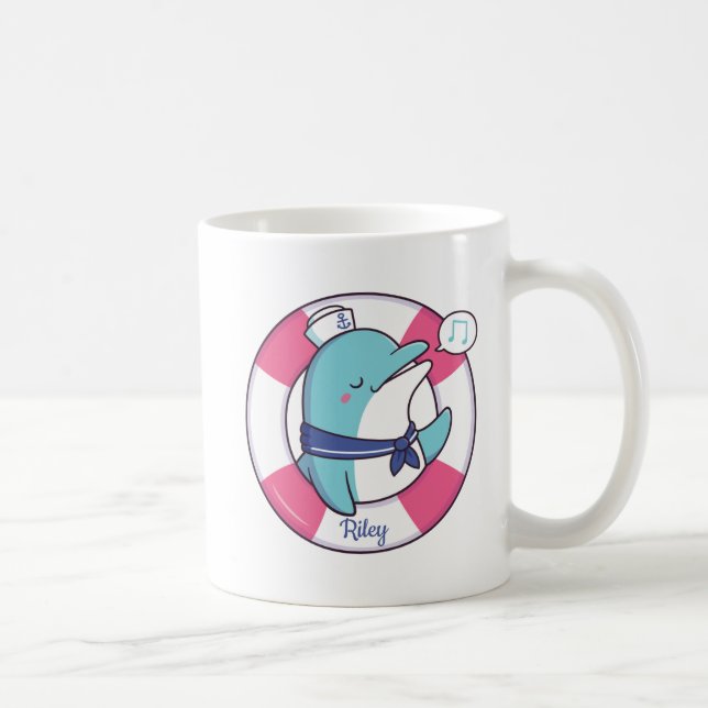 Niedliche Sängerin Dolphin, Personalisiert Kaffeetasse (Rechts)