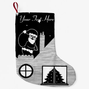 Niedliche Sankt mit Sack auf Kleiner Weihnachtsstrumpf