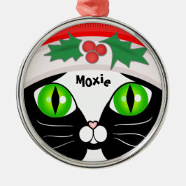 Niedliche Sankttuxedo-Katzen-Weihnachtsverzierung Keramikornament