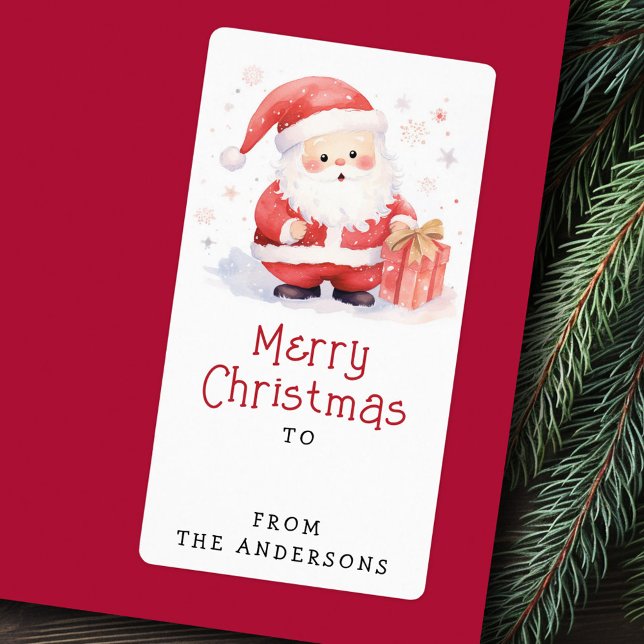 Niedliche Santa Aqucolor Illustration bis zum Gesc (Cute Santa watercolor illustration to from gift Label)