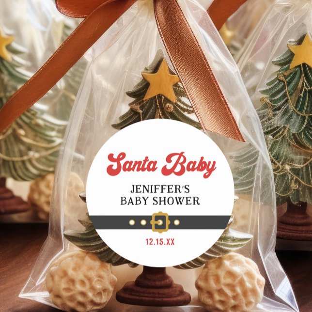 Niedliche Santa Baby Holiday Kinderdusche Runder Aufkleber (Von Creator hochgeladen)
