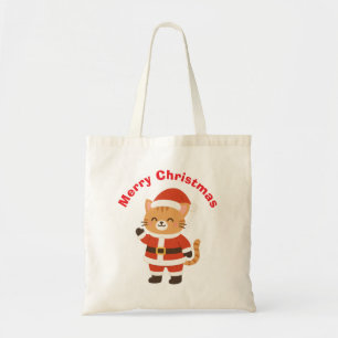 Niedliche Santa Cat "Frohe Weihnachten" Tragetasche